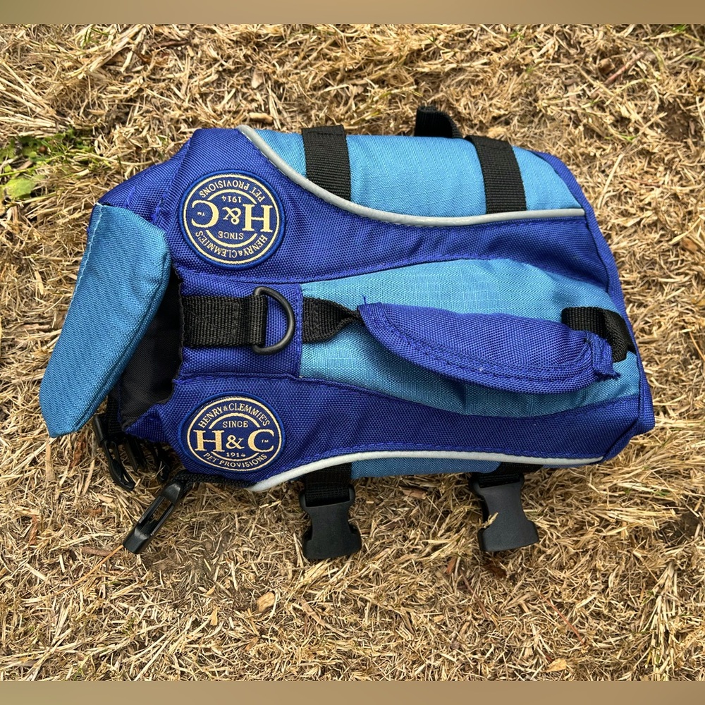 Small dog life jacket in blue with straps  extra small